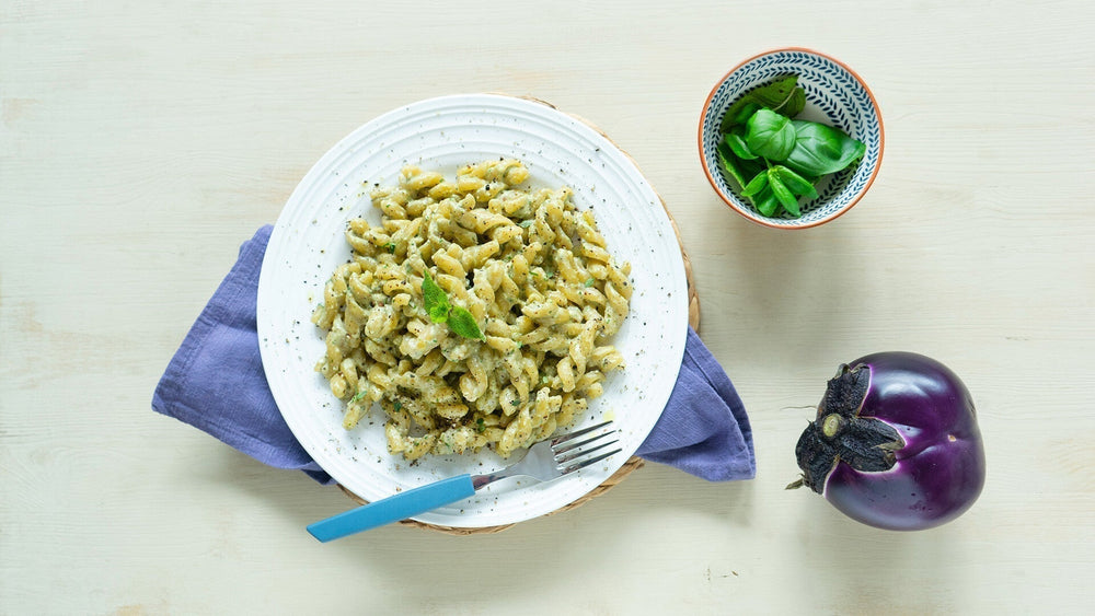 Fusilli con pesto di melanzane arrostite
