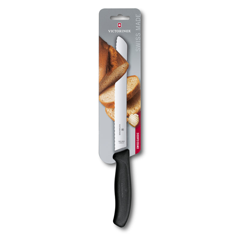 Coltello pane ondulato manico nero blister - Swiss Classic victorinox coltelleria V-6.86 33.21G Kunzi Shop