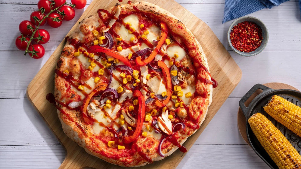 Pizza con pollo BBQ