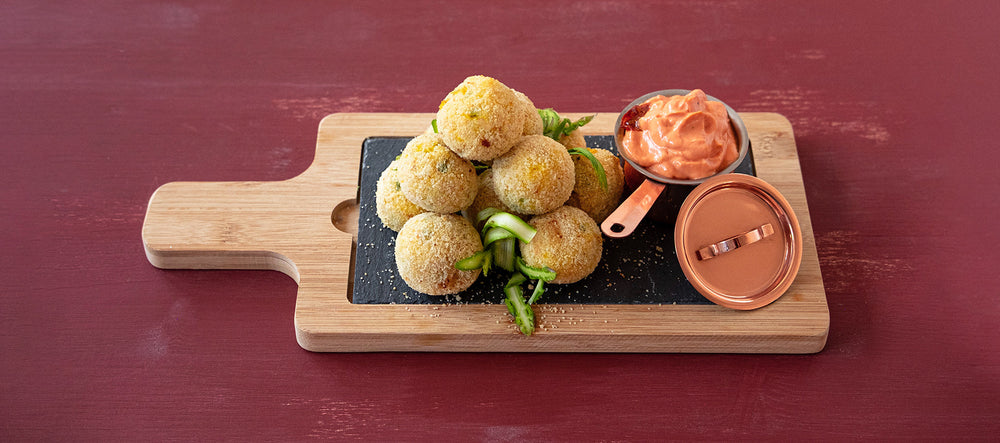 Bon bon di riso con maionese al pomodoro