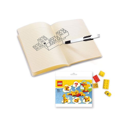 Set con diario certificato FSC, penna in gel nero e giocattolo Lego Duck Building Toy lego illuminazione LGL 52283 Kunzi Shop