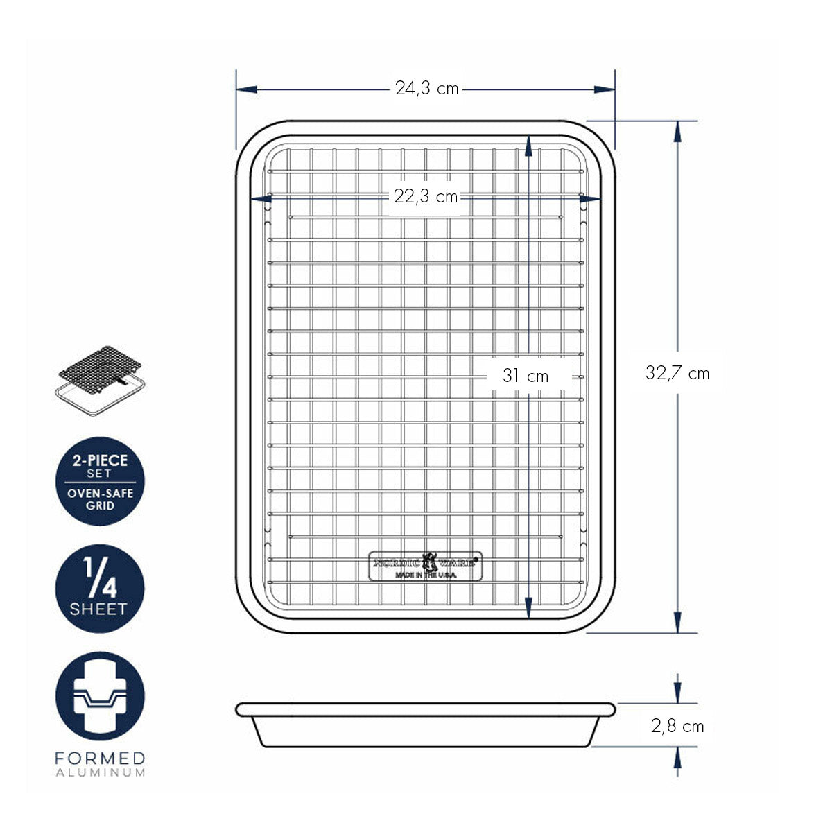 Teglia liscia quarter sheet con griglia antiaderente nordic ware NW 45383 Kunzi Shop 4