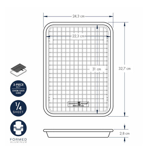 Teglia liscia quarter sheet con griglia antiaderente nordic ware NW 45383 Kunzi Shop