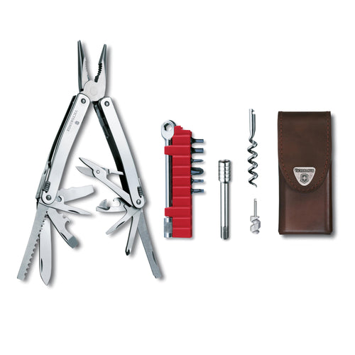 Swiss Tool Spirit X Plus Ratchet con fodero in pelle victorinox V-3.02 36.L Kunzi Shop