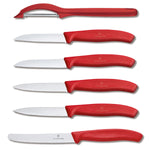 Set di 6 spelucchini con pelaverdure Rosso - Swiss Classic victorinox coltelleria V-6.71 11.6G Kunzi Shop