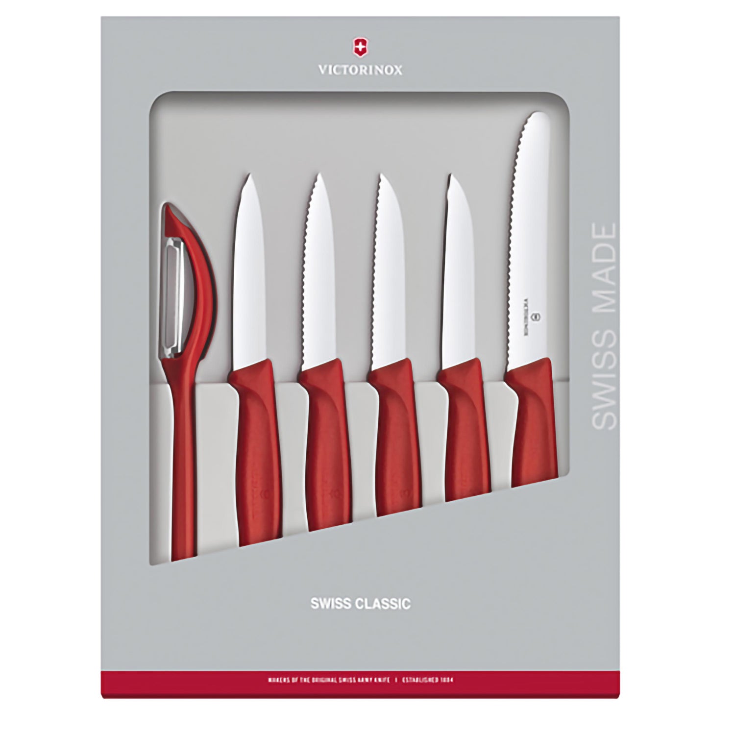 Set di 6 spelucchini con pelaverdure Rosso - Swiss Classic victorinox coltelleria V-6.71 11.6G Kunzi Shop 2