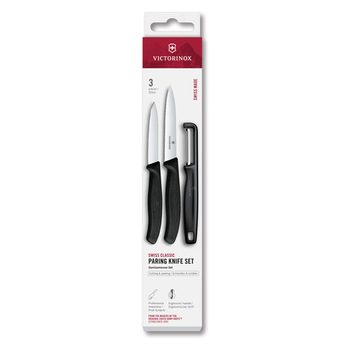 Set di spelucchini con pelaverdure nero - Swiss Classic victorinox coltelleria V-6.71 13.33 Kunzi Shop
