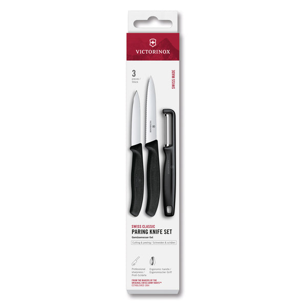 Set di spelucchini con pelaverdure nero - Swiss Classic victorinox coltelleria V-6.71 13.33 Kunzi Shop