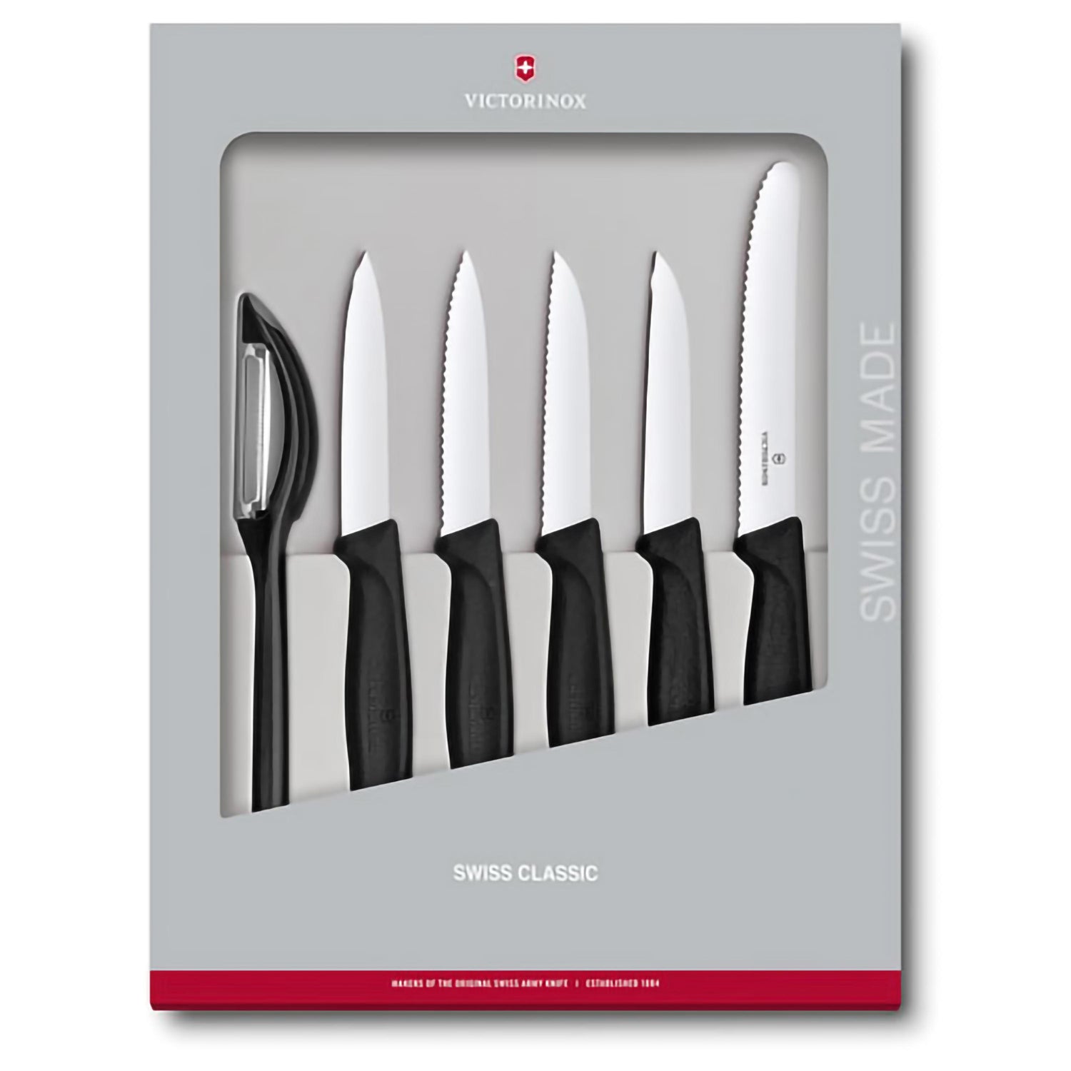 Set di 6 spelucchini con pelaverdure nero - Swiss Classic victorinox coltelleria V-6.71 13.6G Kunzi Shop 1