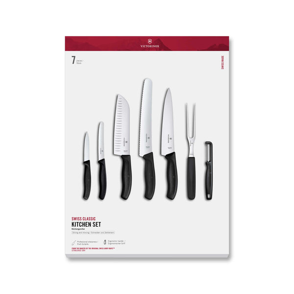 Set 7 pezzi cucina manico nero - Swiss Classic victorinox coltelleria V-6.71 33.71G Kunzi Shop