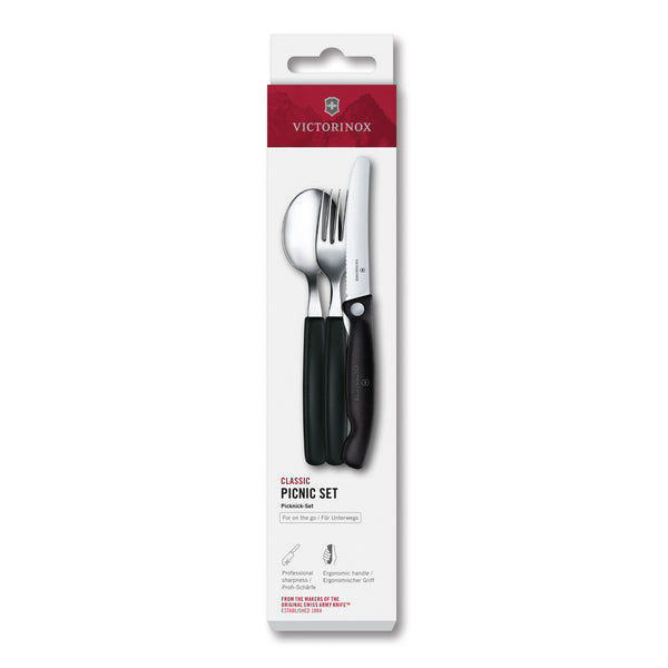 Set Pic Nic manico nero - Swiss Classic victorinox coltelleria V-6.71 93.3F Kunzi Shop