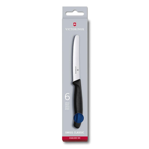 Set 6 coltelli tavola ondulato manico blu - Swiss Classic victorinox coltelleria V-6.78 32.6 Kunzi Shop