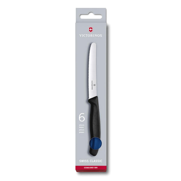 Set 6 coltelli tavola ondulato manico blu - Swiss Classic victorinox coltelleria V-6.78 32.6 Kunzi Shop