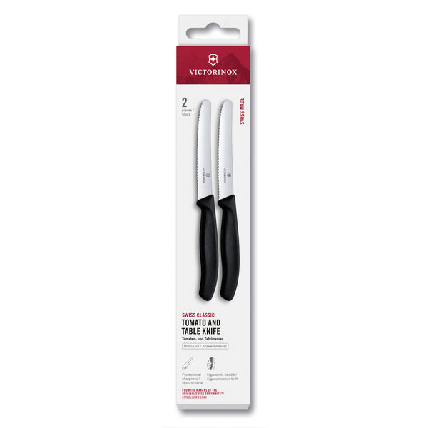 Coltello tavola ondulato manico nero blister 2 pz - Swiss Classic victorinox coltelleria V-6.78 33.2 Kunzi Shop