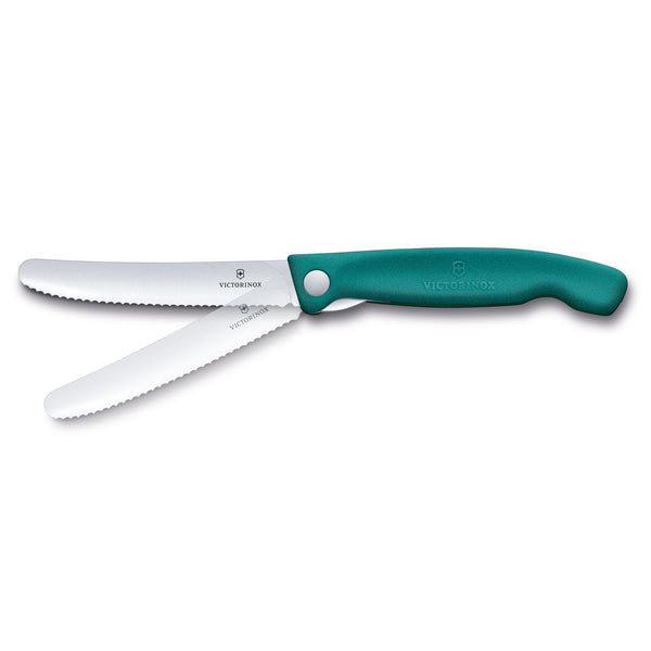 Coltello tavola ondulato pieghevole verde in blister - Swiss Classic victorinox coltelleria V-6.78 34.FC1 Kunzi Shop