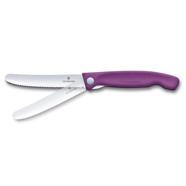 Coltello tavola ondulato pieghevole viola in blister - Swiss Classic victorinox coltelleria V-6.78 35.FC1 Kunzi Shop