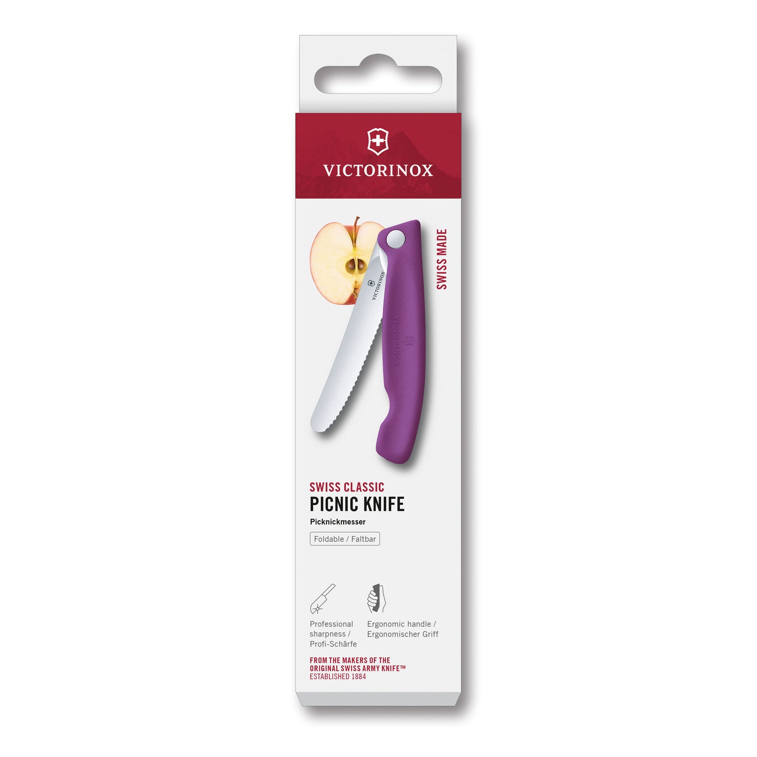 Coltello tavola ondulato pieghevole viola in blister - Swiss Classic victorinox coltelleria V-6.78 35.FC1 Kunzi Shop 3