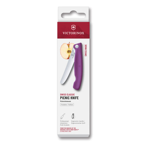 Coltello tavola ondulato pieghevole viola in blister - Swiss Classic victorinox coltelleria V-6.78 35.FC1 Kunzi Shop