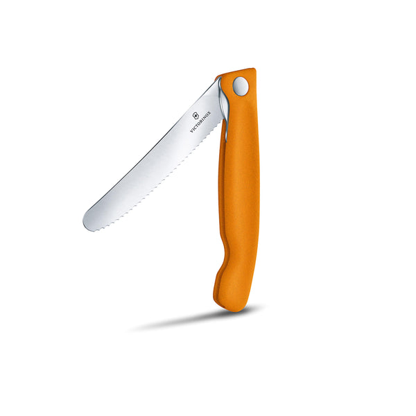 Coltello tavola ondulato pieghevole arancione in blister - Swiss Classic victorinox coltelleria V-6.78 36.F9B Kunzi Shop 2