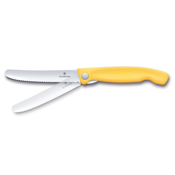 Coltello tavola ondulato pieghevole giallo in blister - Swiss Classic victorinox coltelleria V-6.78 38.FC1 Kunzi Shop