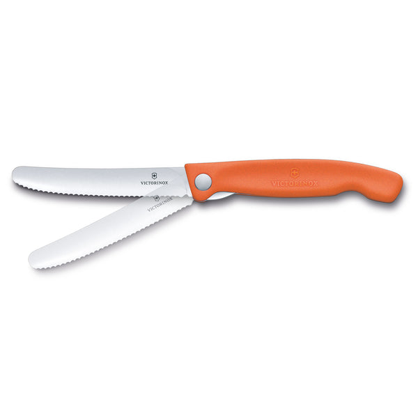 Coltello tavola ondulato pieghevole arancione in blister - Swiss Classic victorinox coltelleria V-6.78 39.FC1 Kunzi Shop