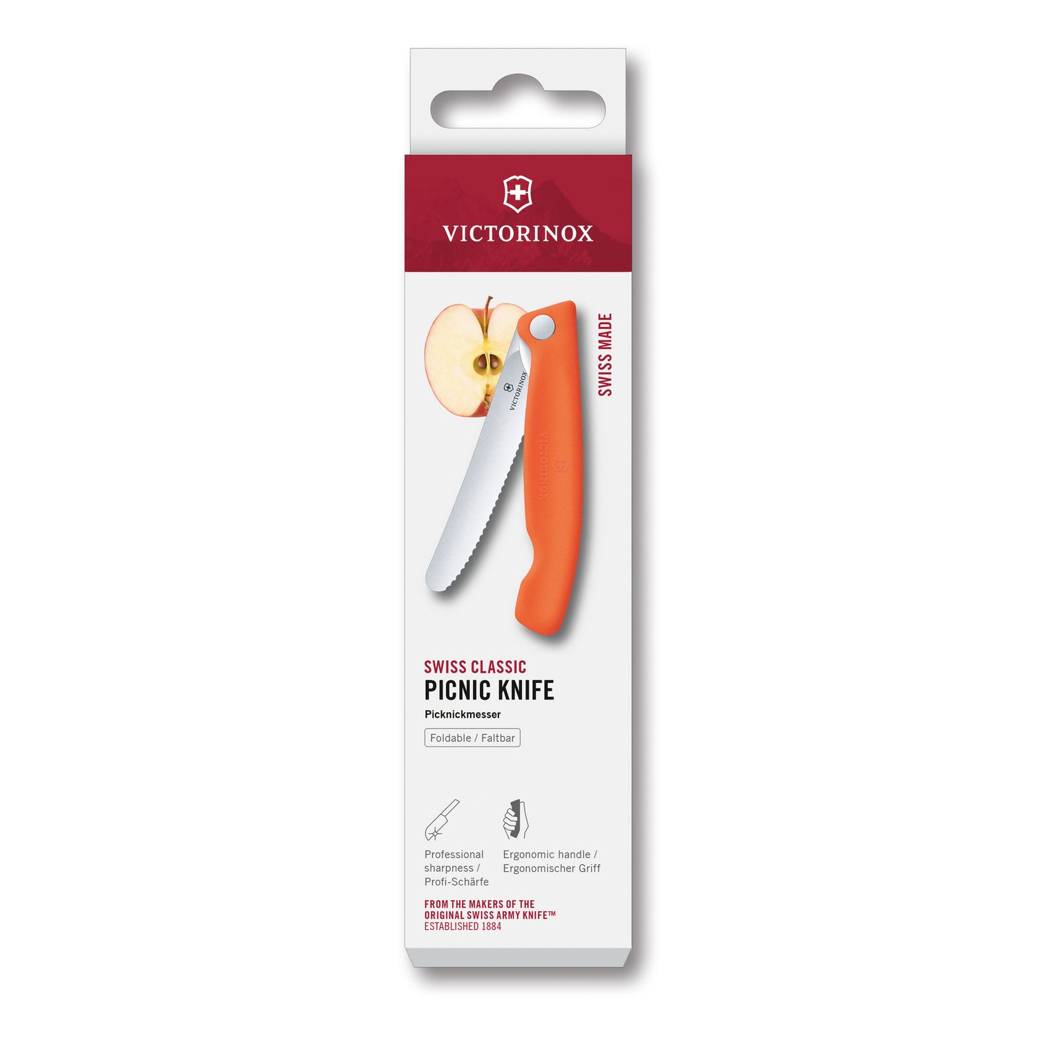 Coltello tavola ondulato pieghevole arancione in blister - Swiss Classic victorinox coltelleria V-6.78 39.FC1 Kunzi Shop 3