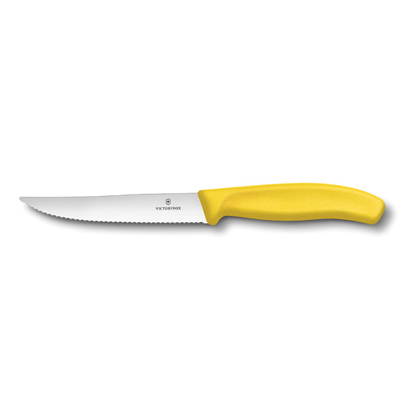 Coltello bistecca e pizza Gourmet ondulato manico giallo - Swiss Classic victorinox coltelleria V-6.79 36.12L8 Kunzi Shop