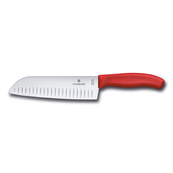 Santoku manico Rosso alveolato - Swiss Classic victorinox coltelleria V-6.85 21.17C1B Kunzi Shop