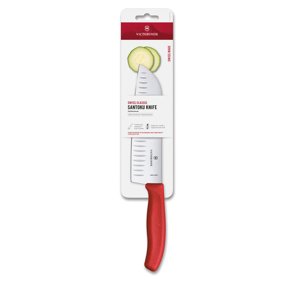 Santoku manico Rosso alveolato - Swiss Classic victorinox coltelleria V-6.85 21.17C1B Kunzi Shop 2