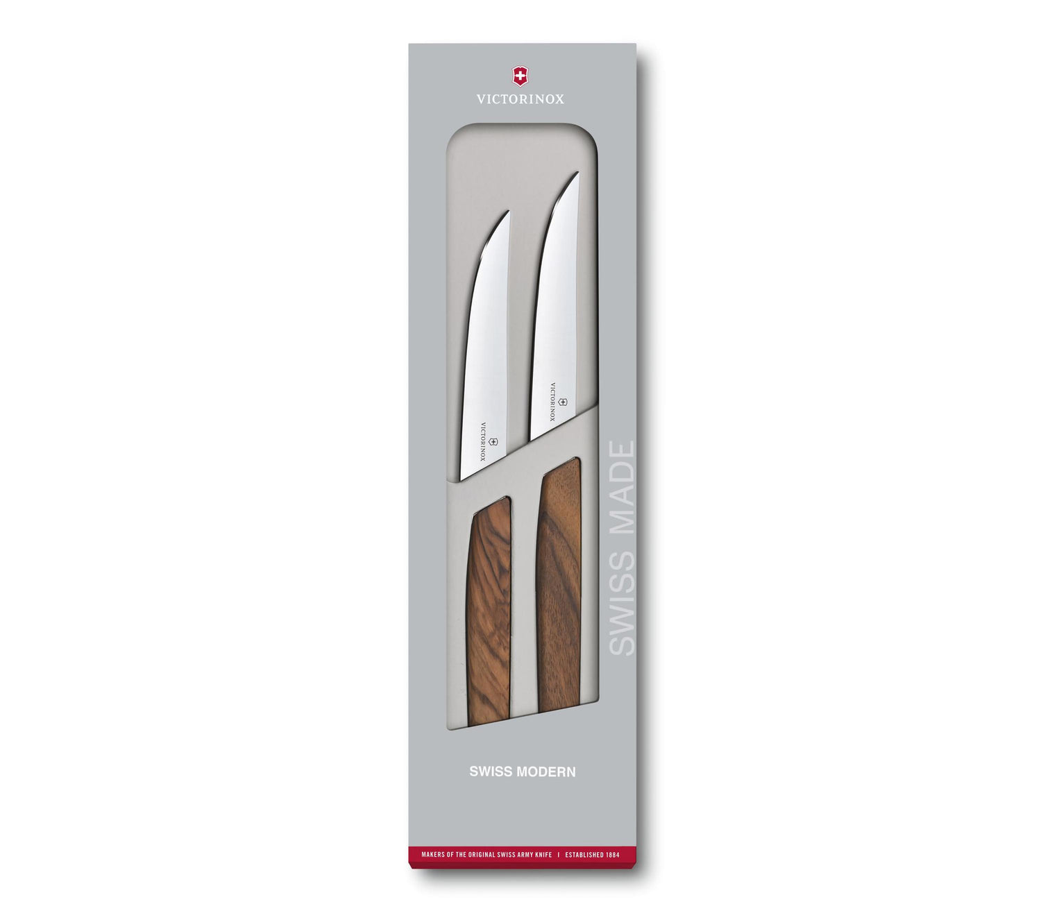 Set 2pz coltelli bistecca manico noce - Swiss Modern victorinox coltelleria V-6.90 00.12G Kunzi Shop 1