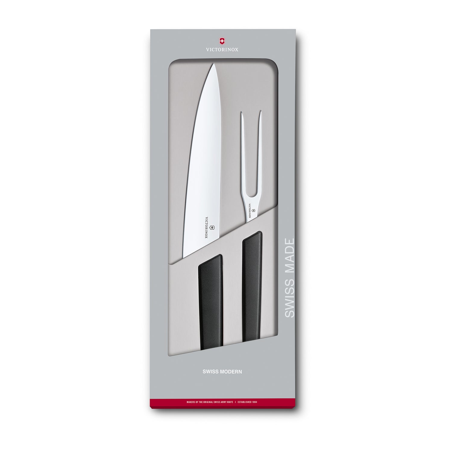 Set coltello e forchettone manico nero - Swiss Modern victorinox coltelleria V-6.90 93.21G Kunzi Shop 2