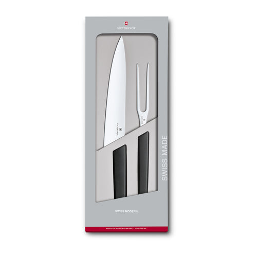 Set coltello e forchettone manico nero - Swiss Modern victorinox coltelleria V-6.90 93.21G Kunzi Shop