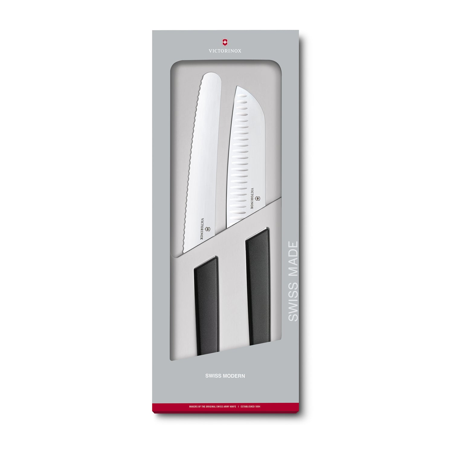 Set Santoku e coltello pane manico nero - Swiss Modern victorinox coltelleria V-6.90 93.22G Kunzi Shop 2