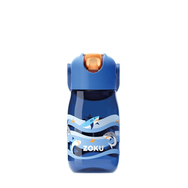 Bottiglia Kids Flip Straw Blue Shark zoku ZK 201-504 Kunzi Shop