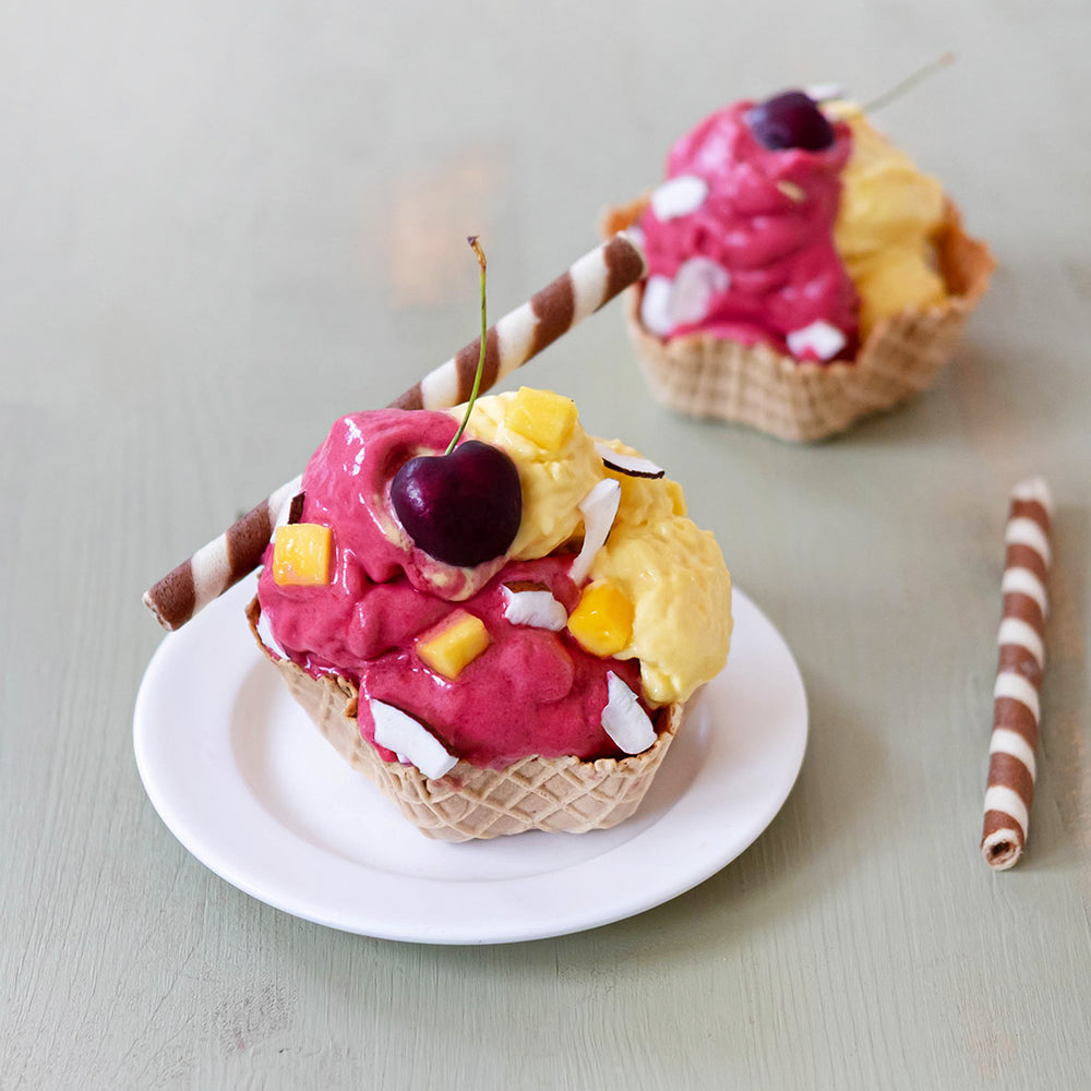 Gelato al mango e ciliegie