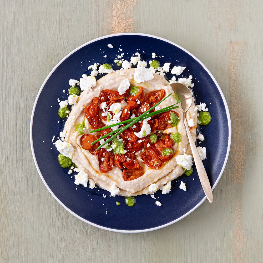 Hummus di cannellini con pomodorini confit