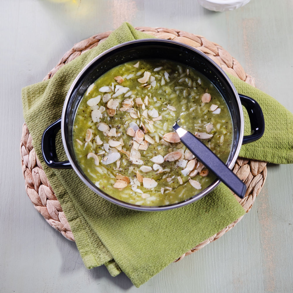 Risoni con vellutata di verdure verdi