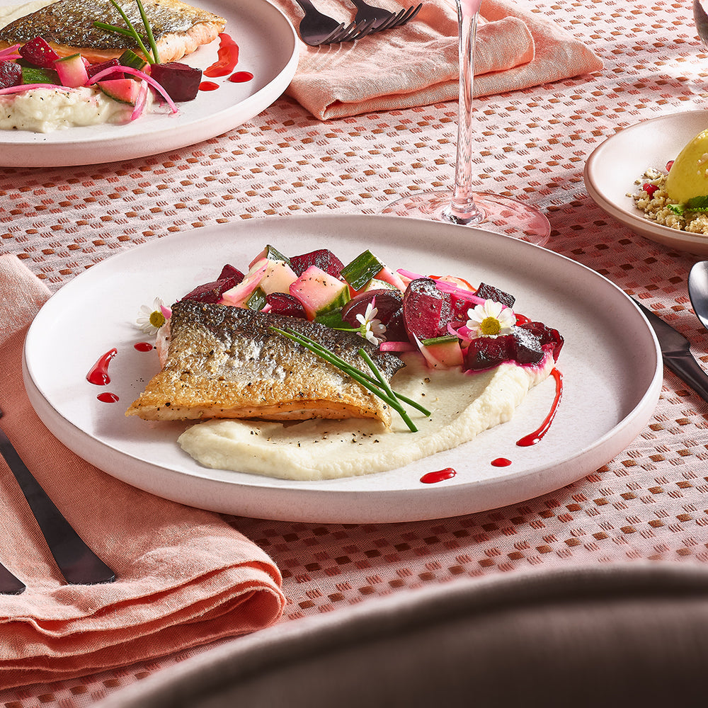 Filetto di salmone su crema di cavolfiore