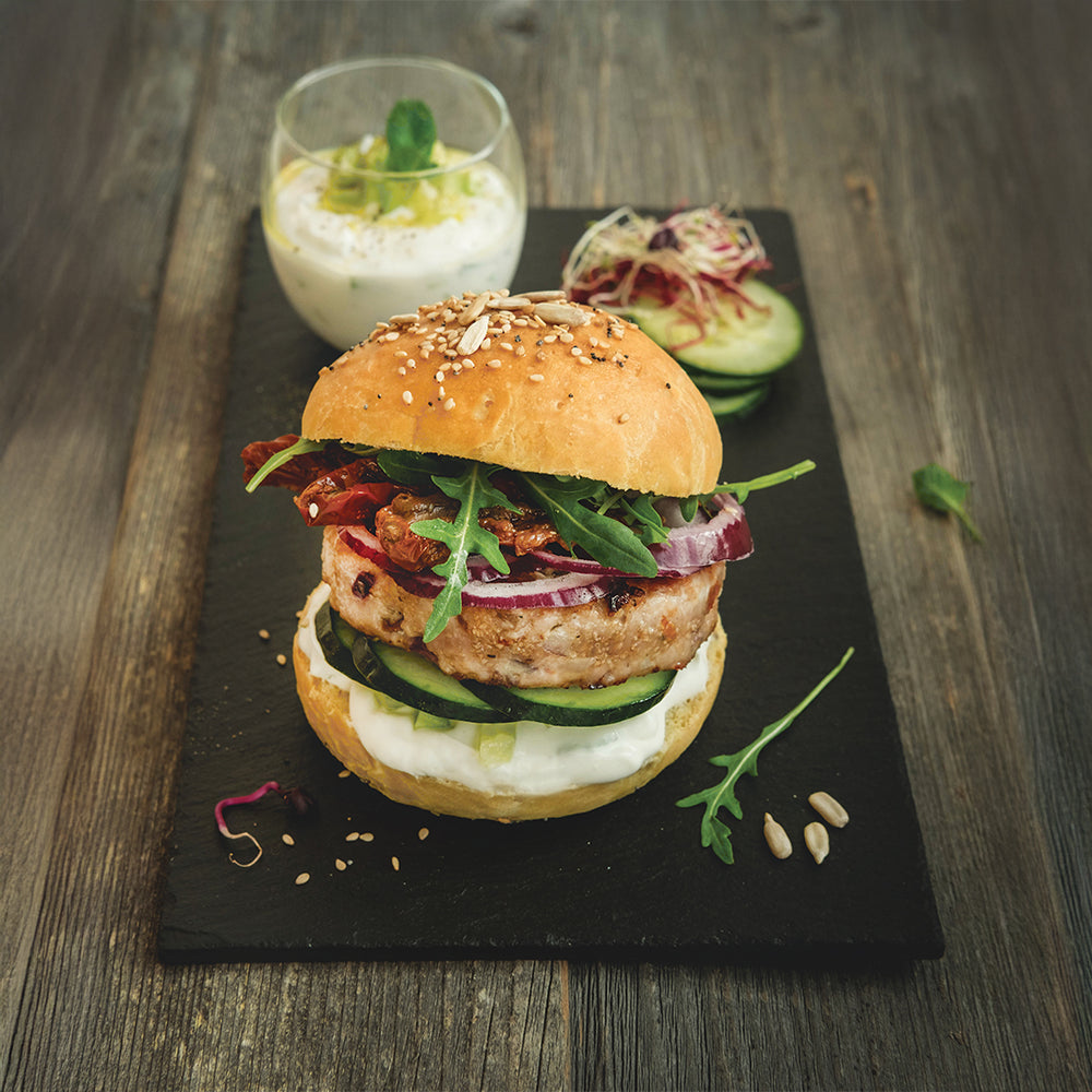 Tuna Burger con tzatziki