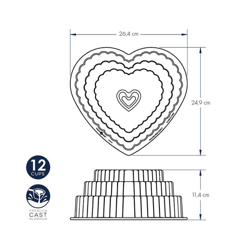 Stampo Bundt Tiered Heart nordic ware NW 89937 Kunzi Shop
